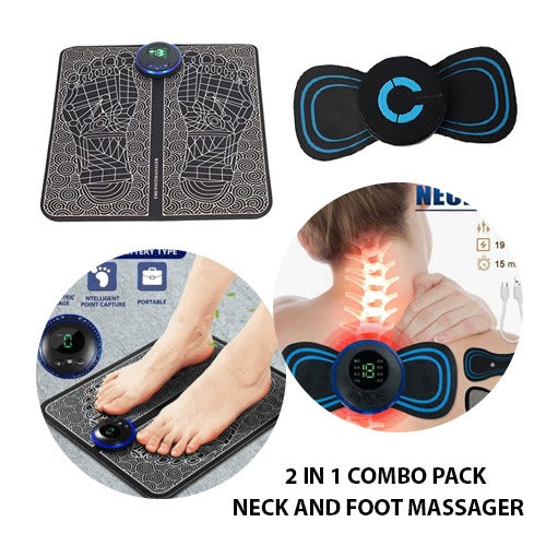 Ems Massager For Neck & Foot Combo Pack With Rechargable Battery